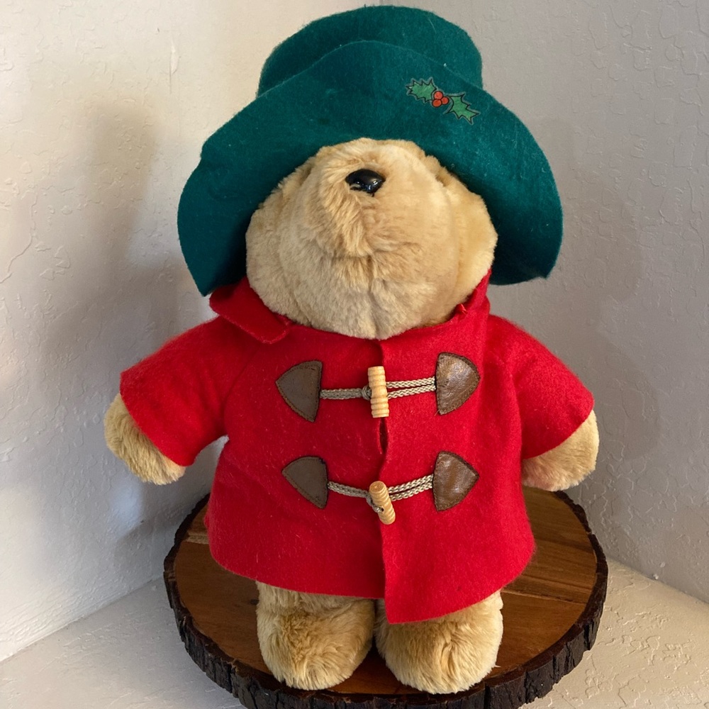 Classic Teddy Bear with Red Coat and Green Hat